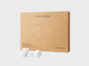 White cleaning tablets and cardboard packaging, 6 month supply